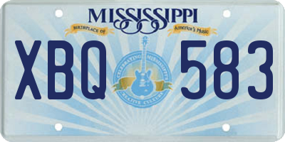 MS license plate XBQ583
