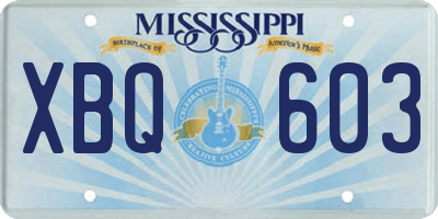 MS license plate XBQ603