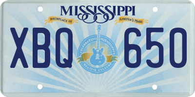 MS license plate XBQ650
