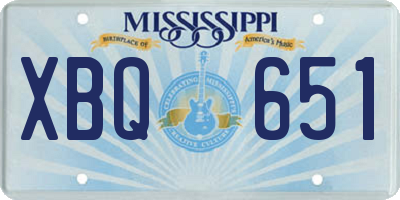 MS license plate XBQ651