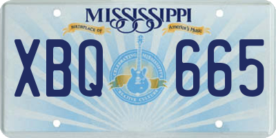 MS license plate XBQ665
