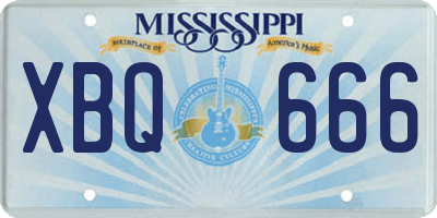 MS license plate XBQ666