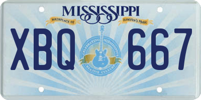 MS license plate XBQ667