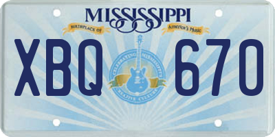 MS license plate XBQ670