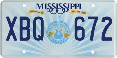MS license plate XBQ672
