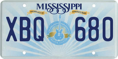 MS license plate XBQ680