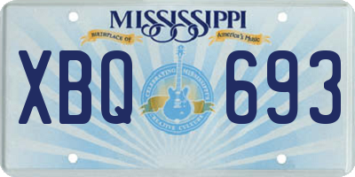 MS license plate XBQ693