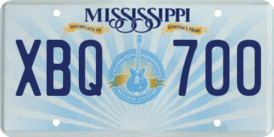 MS license plate XBQ700