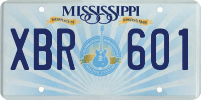 MS license plate XBR601