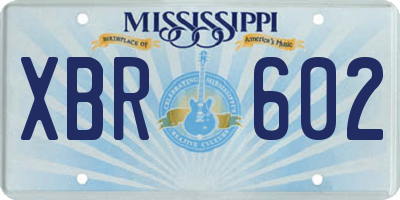 MS license plate XBR602