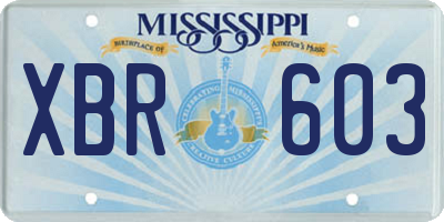 MS license plate XBR603