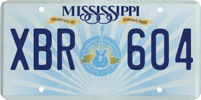 MS license plate XBR604