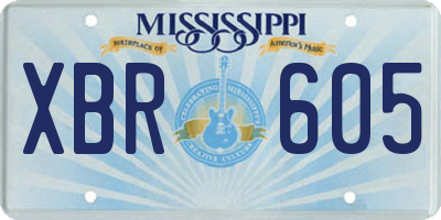 MS license plate XBR605