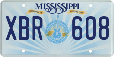 MS license plate XBR608