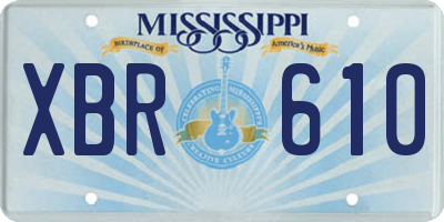 MS license plate XBR610