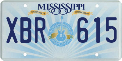 MS license plate XBR615