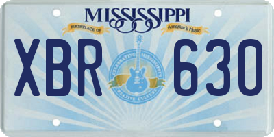 MS license plate XBR630