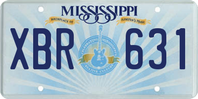 MS license plate XBR631