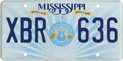 MS license plate XBR636