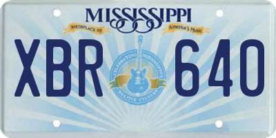 MS license plate XBR640