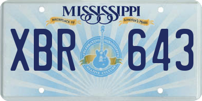 MS license plate XBR643