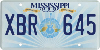 MS license plate XBR645