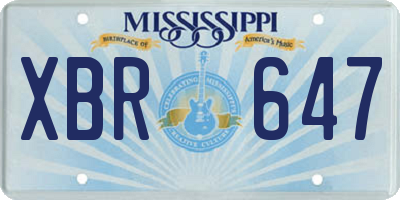 MS license plate XBR647