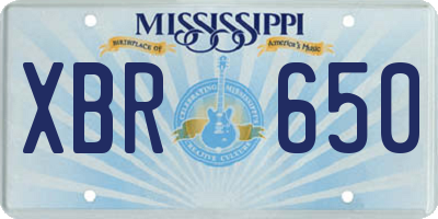 MS license plate XBR650
