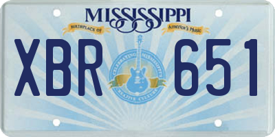 MS license plate XBR651