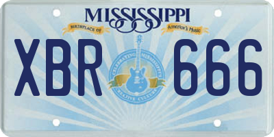 MS license plate XBR666