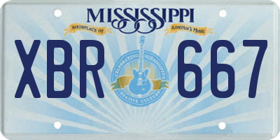 MS license plate XBR667