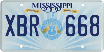 MS license plate XBR668