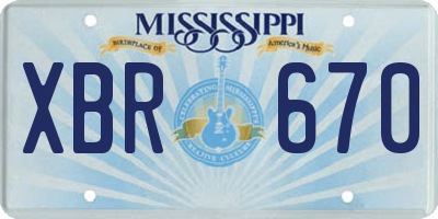 MS license plate XBR670