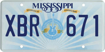 MS license plate XBR671