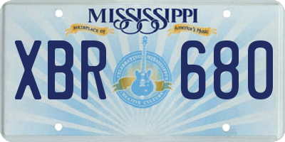 MS license plate XBR680