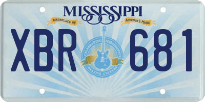 MS license plate XBR681