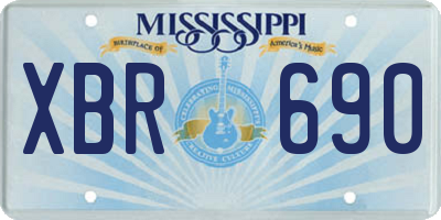 MS license plate XBR690
