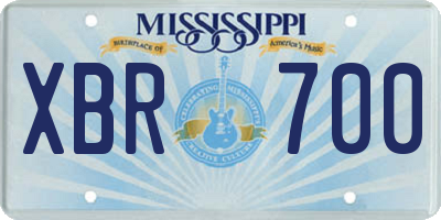 MS license plate XBR700