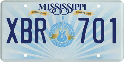 MS license plate XBR701