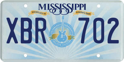 MS license plate XBR702