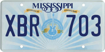 MS license plate XBR703