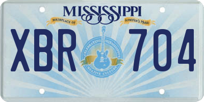 MS license plate XBR704