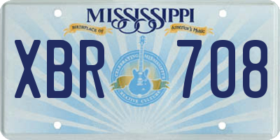 MS license plate XBR708