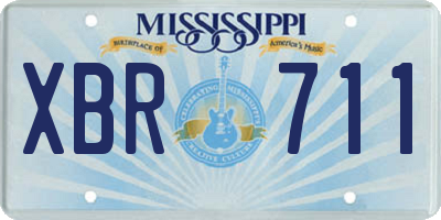 MS license plate XBR711