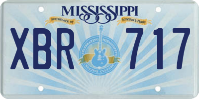 MS license plate XBR717
