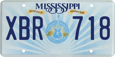 MS license plate XBR718