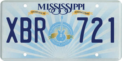 MS license plate XBR721