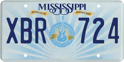 MS license plate XBR724