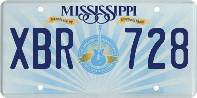 MS license plate XBR728