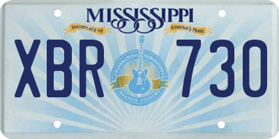 MS license plate XBR730